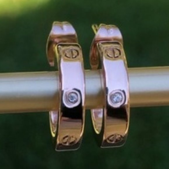 Love Screw Earrings Jewelry - Love Screw Diamond 18K Rose Gold Filled Earrings